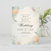 Invitation Mariage d'arc floral Shell Côtier (Debout devant)