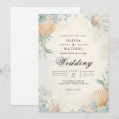 Invitation Mariage d'arc floral Shell Côtier (Devant / Derrière)