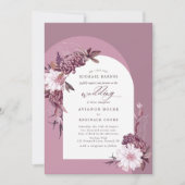 Invitation Mariage d'arc floral violet rouille rouille (Devant)