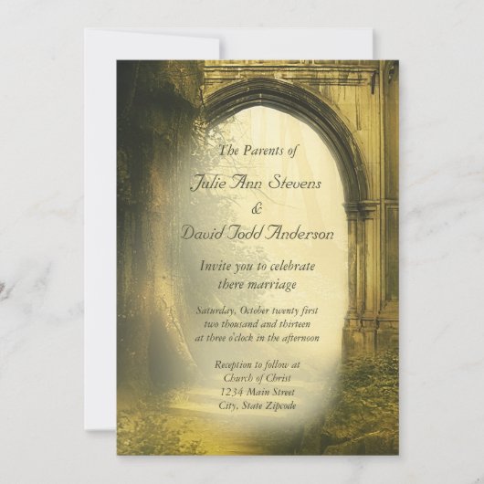 Invitation Mariage d'arc forestier enchanté (Devant)
