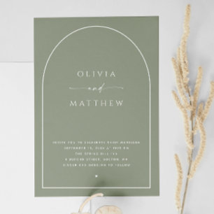 Invitation Mariage d'arc minimaliste Dusty Sage Green. Photo 