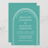 Invitation Mariage d'arc moderne et élégant Turquoise (Devant / Derrière)