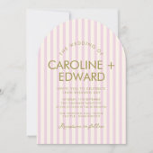 Invitation Mariage d'arc Pastel rayé (Devant)