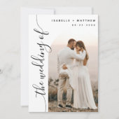 Invitation Mariage d'arc photo de script vertical (Devant)