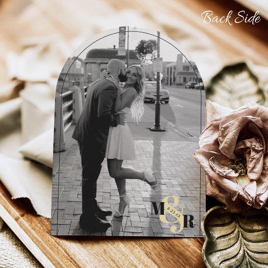 Invitation Mariage d'arc photo noir et blanc