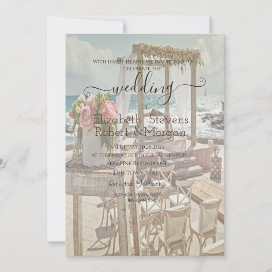 Invitation Mariage d'arc rétro mariage plage (Devant)