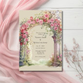 Invitation Mariage d'arc rose et rouge fleuri