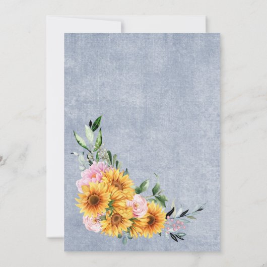 Invitation Mariage d'arc rose rose rose tournesol rustique (Dos)