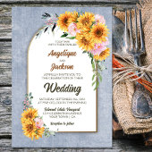 Invitation Mariage d'arc rose rose rose tournesol rustique