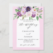 Invitation Mariage d'arc rose violet de fleurs couleur eau (Devant)