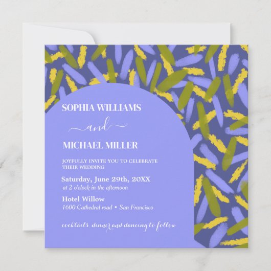 Invitation Mariage d'arc unique Abstrait coloré (Devant)