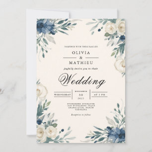 Invitation Mariage d'arc végétal de la Marine