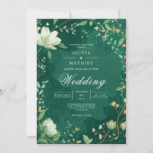 Invitation Mariage d'arc végétal profond vert (Devant)