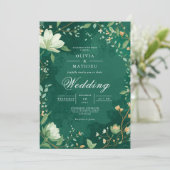 Invitation Mariage d'arc végétal profond vert (Debout devant)