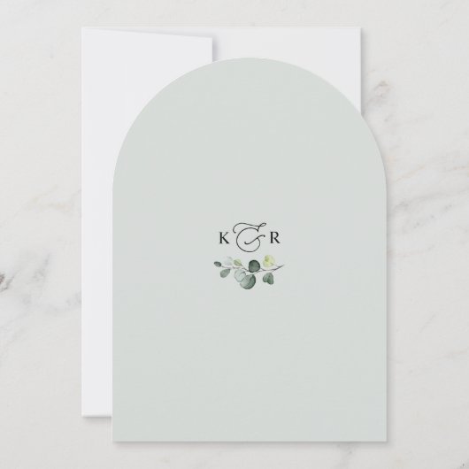Invitation Mariage d'arc vert Eucalyptus bleu Dusty (Dos)