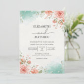 Invitation Mariage d'arcade botanique de Coral Blush (Debout devant)