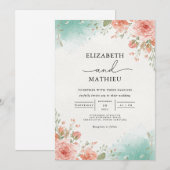 Invitation Mariage d'arcade botanique de Coral Blush (Devant / Derrière)