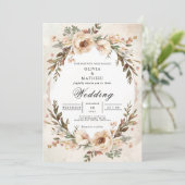 Invitation Mariage d'arcade florale en crème usée (Debout devant)
