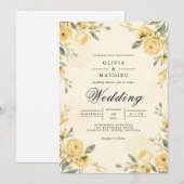 Invitation Mariage d'arcades florales d'or (Devant / Derrière)