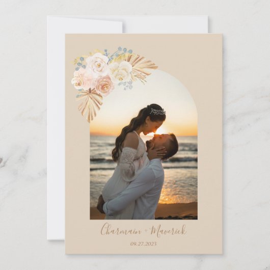 Invitation Mariage d'Arch Boho avec Herbe de Pampas (Devant)