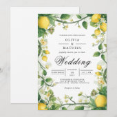 Invitation Mariage d'arche à fleurs de agrumes verdoyant (Devant / Derrière)