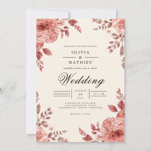 Invitation Mariage d'arche à fleurs de terre (Devant)