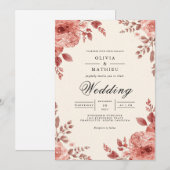 Invitation Mariage d'arche à fleurs de terre (Devant / Derrière)