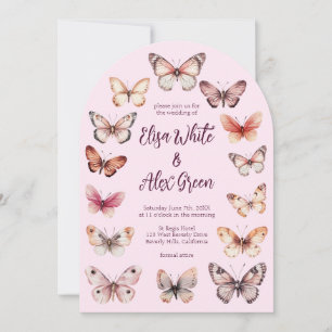 Invitation Mariage d'arche à papillons Élégant