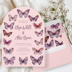 Invitation Mariage d'arche à papillons Élégant