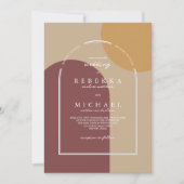 Invitation Mariage d'arche Boho Jaune rouge moderne (Devant)