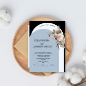 Invitation Mariage d'arche Boho noir et bleu