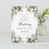 Invitation Mariage d'arche botanique Apricot souple (Debout devant)