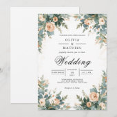 Invitation Mariage d'arche botanique Apricot souple (Devant / Derrière)