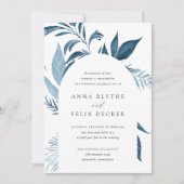 Invitation Mariage d'arche botanique bleu sauvage (Devant)