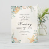 Invitation Mariage d'arche botanique Coastal Shell (Debout devant)