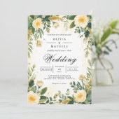 Invitation Mariage d'arche botanique jaune doux (Debout devant)