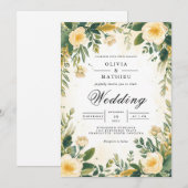 Invitation Mariage d'arche botanique jaune doux (Devant / Derrière)