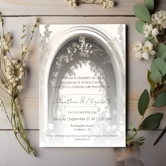 Invitation Mariage d'arche botanique romantique