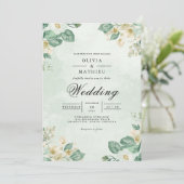 Invitation Mariage d'arche botanique Sage & Cream (Debout devant)
