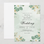 Invitation Mariage d'arche botanique Sage & Cream (Devant / Derrière)