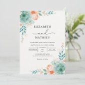 Invitation Mariage d'arche botanique Turquoise douce (Debout devant)
