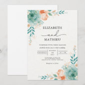 Invitation Mariage d'arche botanique Turquoise douce (Devant / Derrière)
