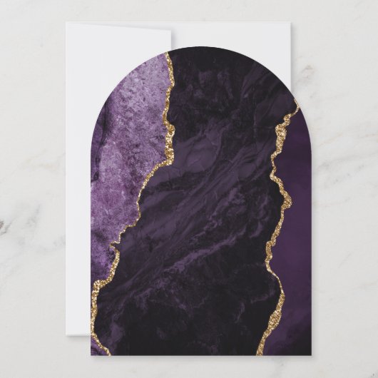 Invitation Mariage d'arche d'agate or violet chic (Dos)