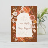 Invitation Mariage d'arche d'aquarelle florale à la crème brû (Debout devant)