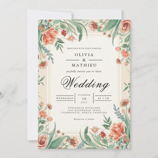 Invitation Mariage d'arche de corail et de sable (Devant)