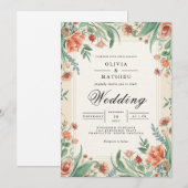 Invitation Mariage d'arche de corail et de sable (Devant / Derrière)