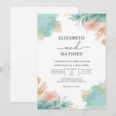 Invitation Mariage d'arche de fleur d'aquarelle (Devant / Derrière)