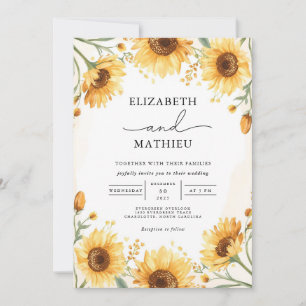 Invitation Mariage d'arche de tournesol en fleurs dorées