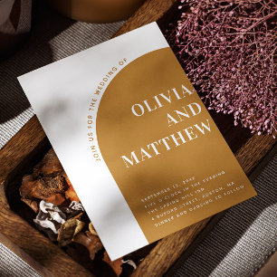 Invitation Mariage d'arche de typographie moderne moutarde + 