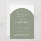 Invitation Mariage d'arche de typographie moderne vert Sage + (Devant)